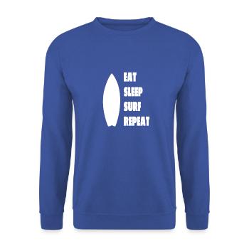 Surfer Surfbrett Surferin Wellenreiten surfen - Unisex Pullover - Royalblau - Vorne - Alina (178cm) & Michal (187cm)