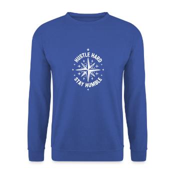 Hustle Hard Stay Humble - Unisex Sweatshirt - royal blue - Front - Alina (178cm) & Michal (187cm)