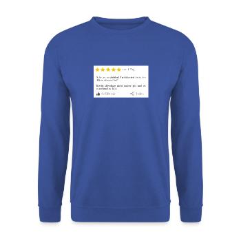 Trotz des Alters gut in Schuss! - Unisex Pullover - Royalblau - Vorne - Alina (178cm) & Michal (187cm)