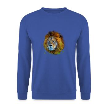 Zodiac Horoscope Lion's Head Leo - Unisex Sweatshirt - royal blue - Front - Alina (178cm) & Michal (187cm)