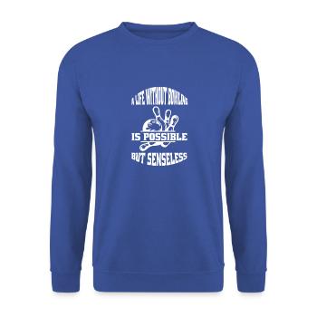 Bowling Club de bowling Club de bowling Quilles Quilles - Sweat-shirt Unisexe - bleu royal - Devant - Alina (178cm) & Michal (187cm)