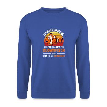 Fisch Aquarium Fischart Clownfisch - Unisex Pullover - Royalblau - Vorne - Alina (178cm) & Michal (187cm)