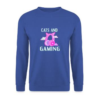 Cats and Gaming: Cat Ears Headphone Design - Unisex Sweatshirt - royal blue - Front - Alina (178cm) & Michal (187cm)
