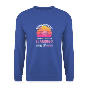 Rosa Roter Vogel Flamingo - Unisex Pullover - Royalblau - Vorne - Alina (178cm) & Michal (187cm)