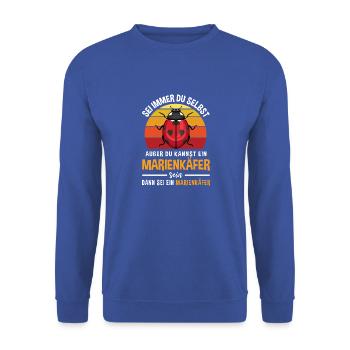 Retro Glückskäfer Insekten Marienkäfer - Unisex Pullover - Royalblau - Vorne - Alina (178cm) & Michal (187cm)