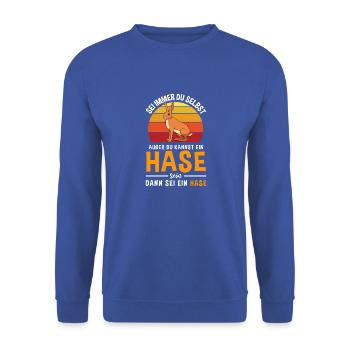 Kaninchen Feldhase Hasenbesitzerin Hase - Unisex Pullover - Royalblau - Vorne - Alina (178cm) & Michal (187cm)