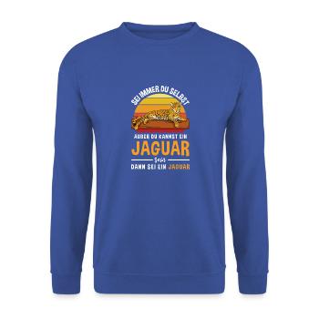 Safari Raubkatze Afrika Retro Jaguar - Unisex Pullover - Royalblau - Vorne - Alina (178cm) & Michal (187cm)