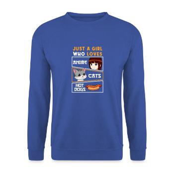 Juste une fille qui aime les hot-dogs de chats d’anime - Sweat-shirt Unisexe - bleu royal - Devant - Alina (178cm) & Michal (187cm)