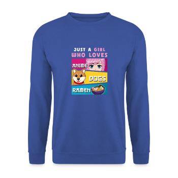 Juste une fille qui aime les ramen de chiens d’anime - Sweat-shirt Unisexe - bleu royal - Devant - Alina (178cm) & Michal (187cm)