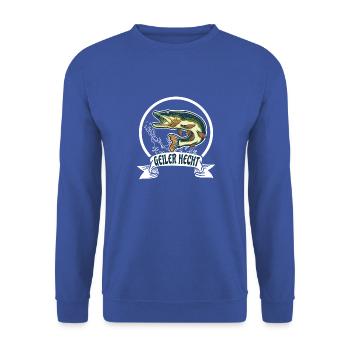 Geiler Hecht Lustiges Angler T-Shirt - Unisex Pullover - Royalblau - Vorne - Alina (178cm) & Michal (187cm)