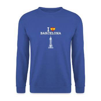 Ich liebe Barcelona Flagge Herz Staat Spanien Liebhaber Wortspiel - Unisex Pullover - Royalblau - Vorne - Alina (178cm) & Michal (187cm)