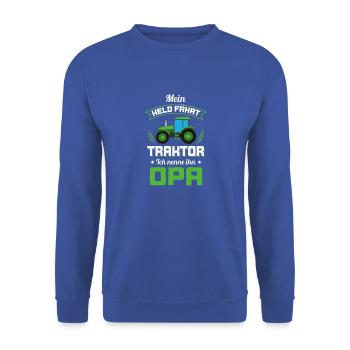 Landwirt Bauer Trecker Traktor Bauernhof Opa - Unisex Pullover - Royalblau - Vorne - Alina (178cm) & Michal (187cm)