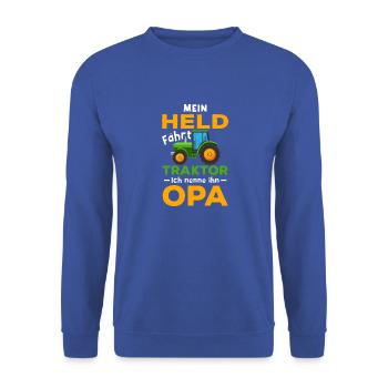 Landwirt Bauer Trecker Traktor Bauernhof Opa - Unisex Pullover - Royalblau - Vorne - Alina (178cm) & Michal (187cm)