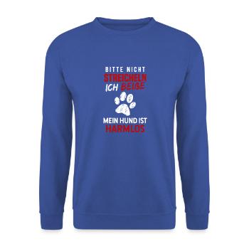Bitte Nicht Streicheln Ich Beiße Hundebesitzer - Unisex Pullover - Royalblau - Vorne - Alina (178cm) & Michal (187cm)