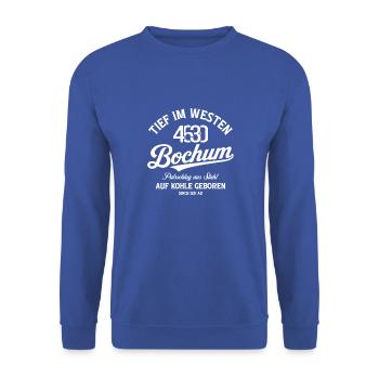 Bochum Tief im Westen Meine Heimat - Unisex Pullover - Royalblau - Vorne - Alina (178cm) & Michal (187cm)