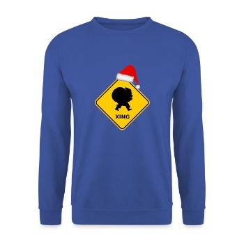 Wildwechsel "Weihnachtsmann mit Sack" / Mütze - Unisex Pullover - Royalblau - Vorne - Alina (178cm) & Michal (187cm)