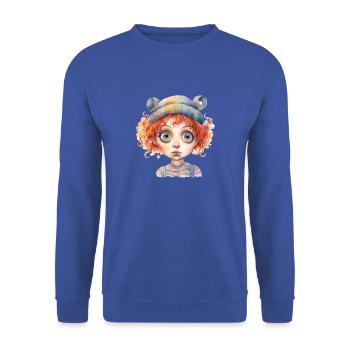 Woman Watercolors Drawing - Unisex Sweatshirt - royal blue - Front - Alina (178cm) & Michal (187cm)
