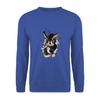 Osterhase Comic-splash Poster - Unisex Pullover - Royalblau - Vorne - Alina (178cm) & Michal (187cm)