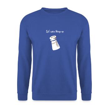 Salz und Pfeffer Valentinstag Geschenk Pfeffer - Unisex Pullover - Royalblau - Vorne - Alina (178cm) & Michal (187cm)