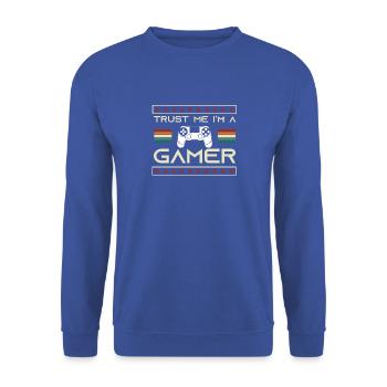 Trust me Im a gamer Gamer Nerd lustiger spruch - Unisex Pullover - Royalblau - Vorne - Alina (178cm) & Michal (187cm)