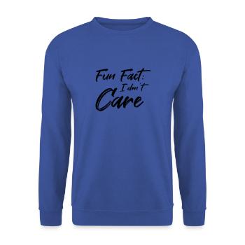 Fun Fact: I don't care - Unisex Sweatshirt - royal blue - Front - Alina (178cm) & Michal (187cm)