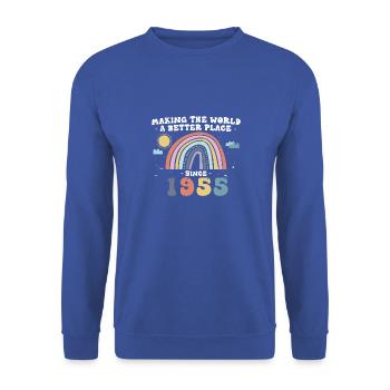 Making The World Better Place Since 1955, Cute - Unisex Sweatshirt - royal blue - Front - Alina (178cm) & Michal (187cm)