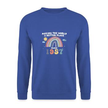 Rendre le monde meilleur depuis 1957, mignon - Sweat-shirt Unisexe - bleu royal - Devant - Alina (178cm) & Michal (187cm)