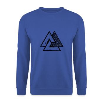 Wir sehen uns in Walhalla, Valknut Wikinger Odin Liebhaber - Unisex Pullover - Royalblau - Vorne - Alina (178cm) & Michal (187cm)