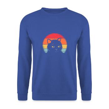 Bestes Katzenhemd aller Zeiten Distressed Suspicious Cat - Unisex Pullover - Royalblau - Vorne - Alina (178cm) & Michal (187cm)