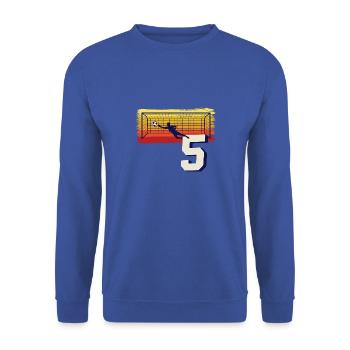Fußball Torwart 4. Geburtstag Keeper - Unisex Pullover - Royalblau - Vorne - Alina (178cm) & Michal (187cm)