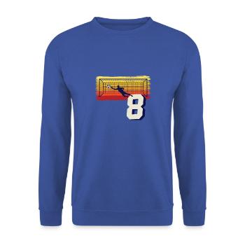 Fußball Torwart 8. Geburtstag Keeper - Unisex Pullover - Royalblau - Vorne - Alina (178cm) & Michal (187cm)