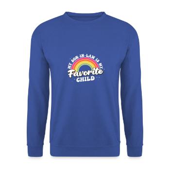 Mein Schwiegersohn ist mein Lieblingskind lustige Familie - Unisex Pullover - Royalblau - Vorne - Alina (178cm) & Michal (187cm)
