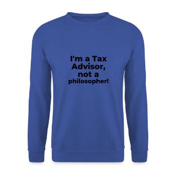 Ich bin Steuerberater, kein Philosoph - Unisex Pullover - Royalblau - Vorne - Alina (178cm) & Michal (187cm)