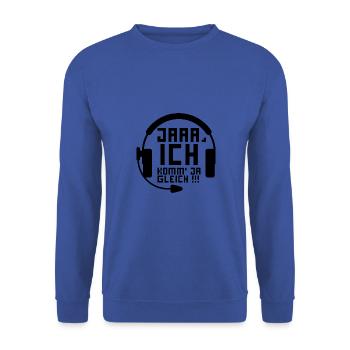 Zocker zocken - Gamer gamen - Unisex Pullover - Royalblau - Vorne - Alina (178cm) & Michal (187cm)