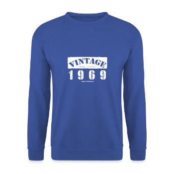 54 Jahre alt: Vintage Classic 1969 54. Geburtstag - Unisex Pullover - Royalblau - Vorne - Alina (178cm) & Michal (187cm)