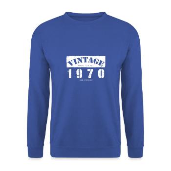 53 Jahre alt: Vintage Classic 1970 53. Geburtstag - Unisex Pullover - Royalblau - Vorne - Alina (178cm) & Michal (187cm)