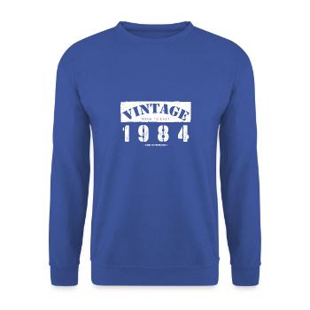 39 Jahre alt: Vintage Classic 1984 39. Geburtstag - Unisex Pullover - Royalblau - Vorne - Alina (178cm) & Michal (187cm)