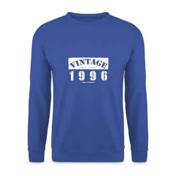 27 Jahre alt: Vintage Classic 1996 27. Geburtstag - Unisex Pullover - Royalblau - Vorne - Alina (178cm) & Michal (187cm)