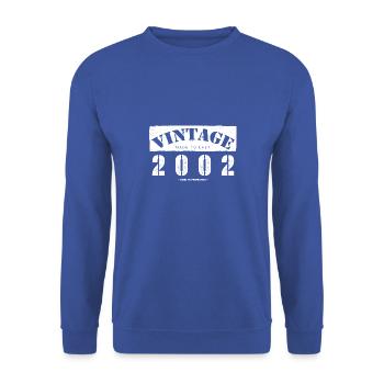 21 Jahre alt: Vintage Classic 2002 21. Geburtstag - Unisex Pullover - Royalblau - Vorne - Alina (178cm) & Michal (187cm)