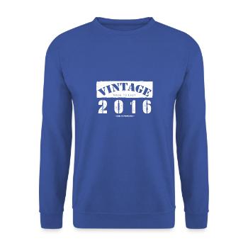 7 ans : Vintage Classic 2016 7ème anniversaire - Sweat-shirt Unisexe - bleu royal - Devant - Alina (178cm) & Michal (187cm)