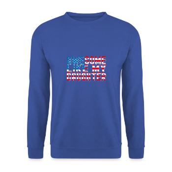 4th of July Father’s Day Papa - Génial comme mon - Sweat-shirt Unisexe - bleu royal - Devant - Alina (178cm) & Michal (187cm)