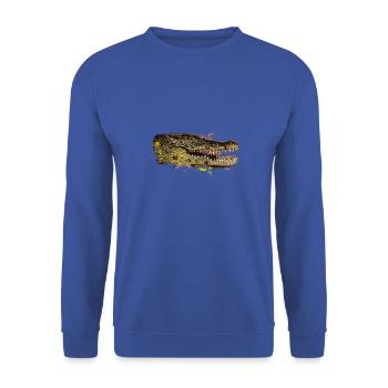 Krokodil Kaiman Alligator Echsen Reptil Krokodil - Unisex Pullover - Royalblau - Vorne - Alina (178cm) & Michal (187cm)