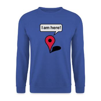 I am here! Google Maps - Unisex Pullover - Royalblau - Vorne - Alina (178cm) & Michal (187cm)