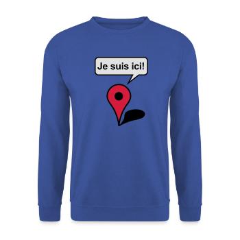 I am here! Google Maps - Unisex Pullover - Royalblau - Vorne - Alina (178cm) & Michal (187cm)