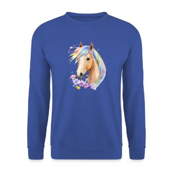 Horse with rainbow mane - Unisex Sweatshirt - royal blue - Front - Alina (178cm) & Michal (187cm)