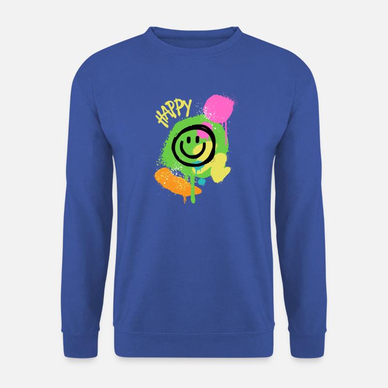 Graffiti Happy Smiley Farbklecks - Unisex Pullover - Royalblau