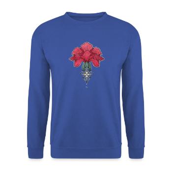 Nelke und Ornament im Jugendstil - Unisex Pullover - Royalblau - Vorne - Alina (178cm) & Michal (187cm)