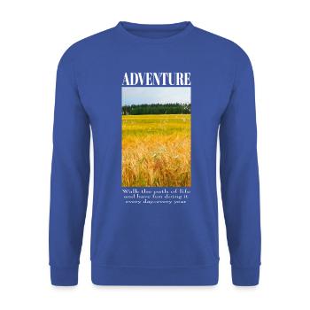 Abenteuer im Weizenfeld - Unisex Pullover - Royalblau - Vorne - Alina (178cm) & Michal (187cm)
