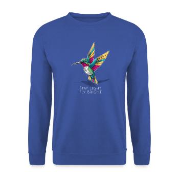 Hummingbird Geometrically Colorful Stay Light Fly Bright - Unisex Sweatshirt - royal blue - Front - Alina (178cm) & Michal (187cm)