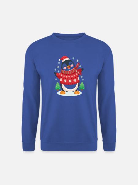 Festlicher Pinguin in rotem Strick - Unisex Pullover - Royalblau